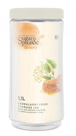 Банка для сыпучих продуктов Sugar&Spice Honey 1,1л белый зефир